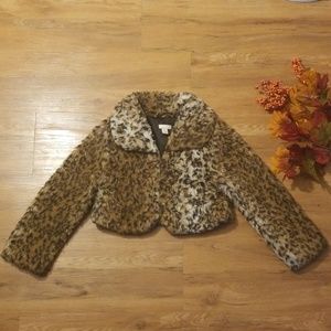 Children's place Leapord print faux fur coat